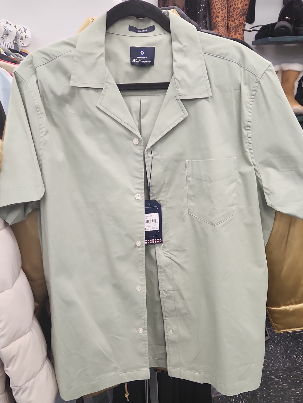 Ben Sherman Sage Green Stretch Button-Up Shirt Men’s M NWT (D1)